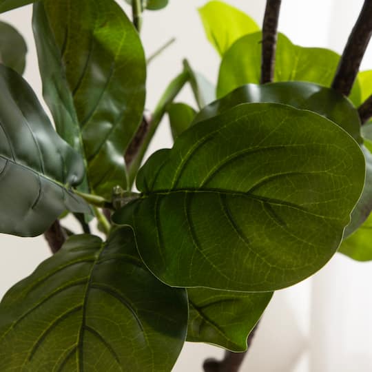 Kate and Laurel 6ft. Fidmont Faux Fiddle Fig Tree with White Planter